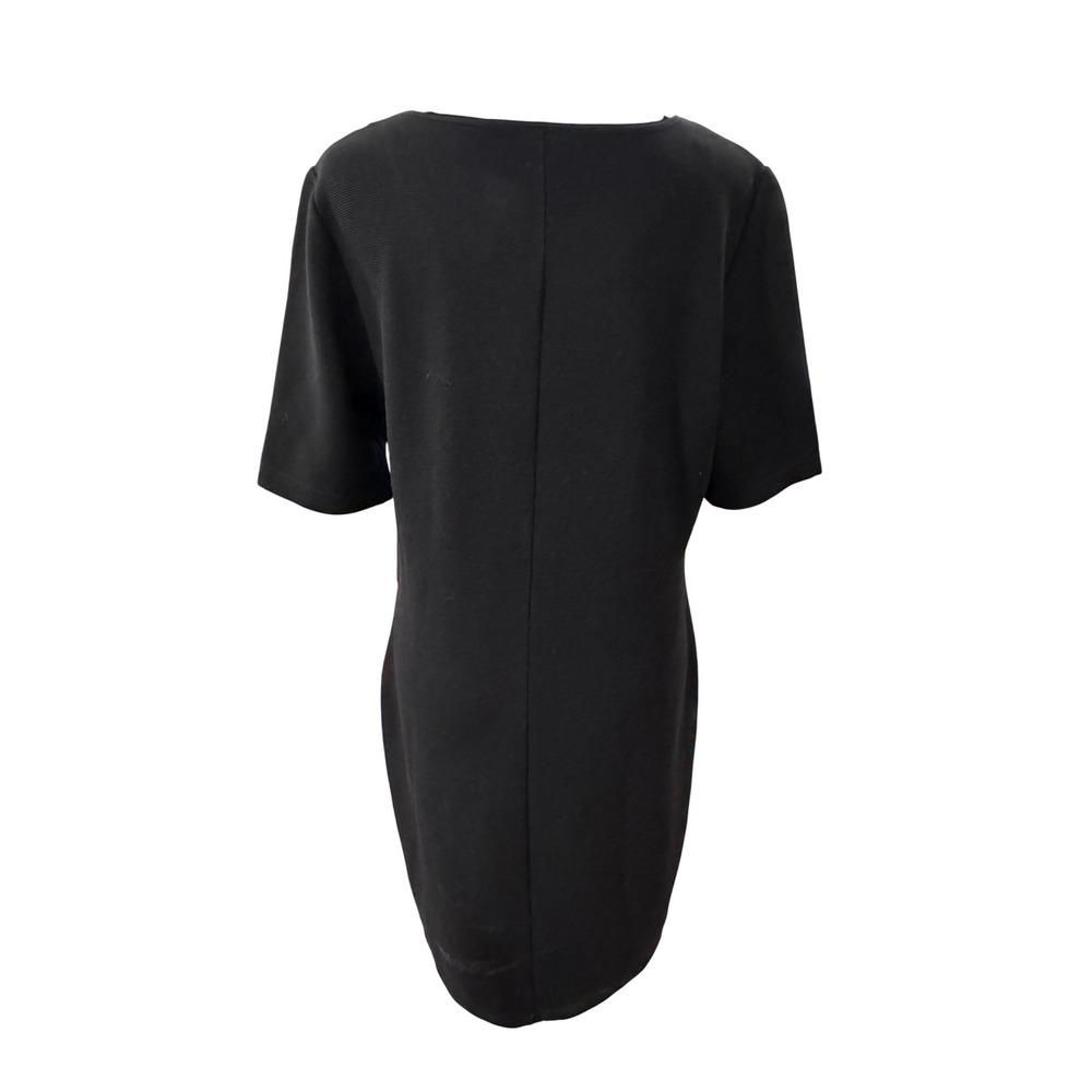 Mario Serrani Italy Black Textured Ottoman Ribbed Short Sleeve Sheath Dress M - Picture 2 of 9